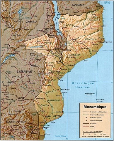 Mozambique Relief Map